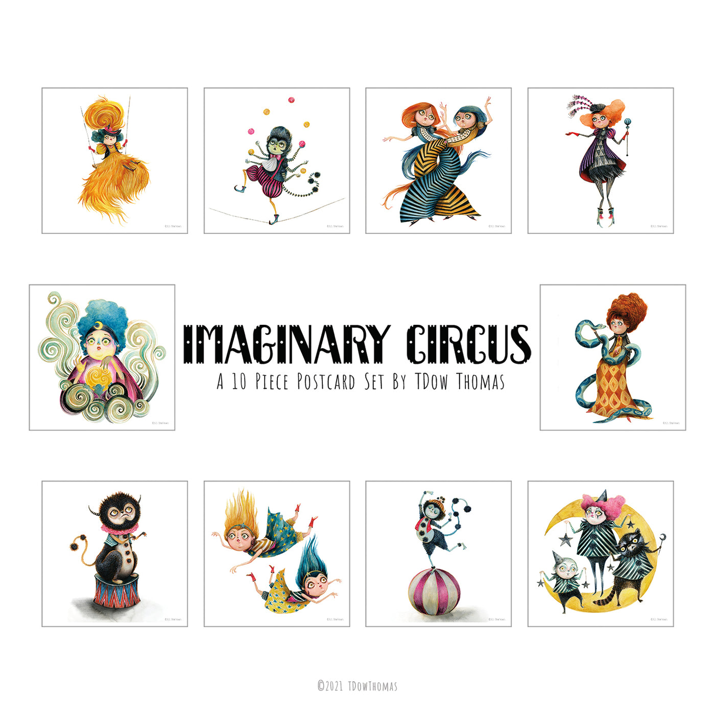 Imaginary Circus: A 10 Piece Postcard Set from TDow Thomas